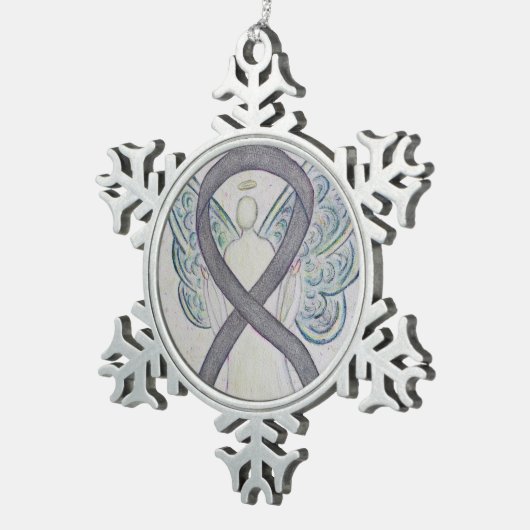 Ornement Flocon De Neige Argent Sparkour Sensibilisation Ribbon Angel Ornem (Vue impression)