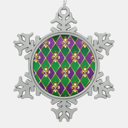 Ornement Flocon De Neige Arrière - plan de bijoux Mardi Gras (Devant)