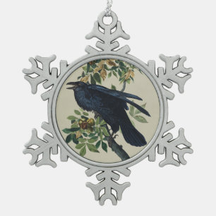 Ornement Flocon De Neige Art de la nature de l'oiseau corbeau Audubon vinta