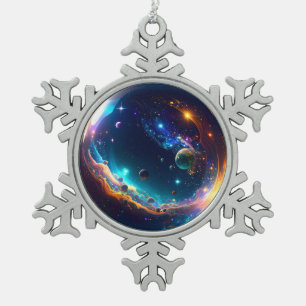 Ornement Flocon De Neige Art Fantastique de la Galaxie de la Bulle Cosmique