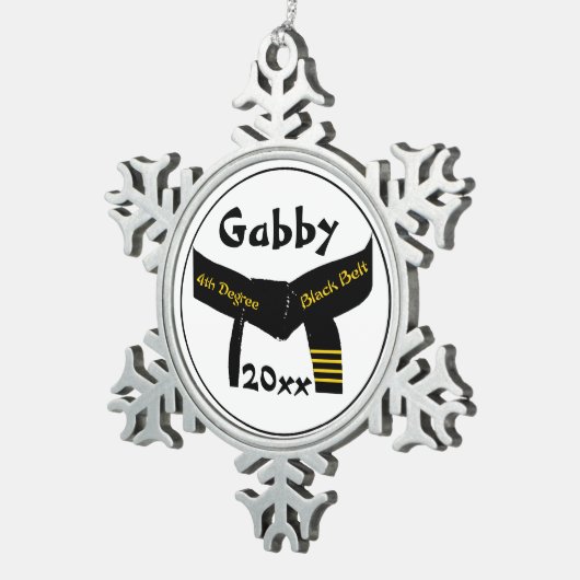 Ornement Flocon De Neige Arts martiaux 4e degré Ceinture noire Classement (Vue impression)