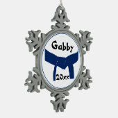 Ornement Flocon De Neige Arts martiaux Ceinture bleu foncé Datée (Gauche)