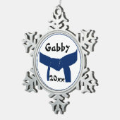 Ornement Flocon De Neige Arts martiaux Ceinture bleu foncé Datée (Vue impression)