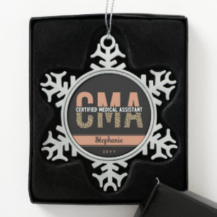 Ornement Flocon De Neige Assistant Médicale certifié CMA personnalisé Leopa