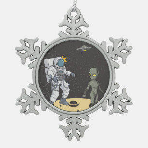 Ornement Flocon De Neige Astronaute et alien