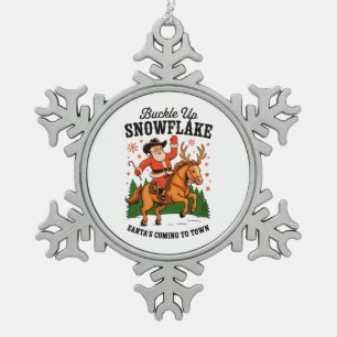 Ornement Flocon De Neige Attachez votre ceinture Flocon de neige Rodéo Cow-