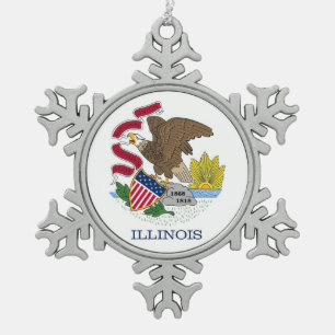 Ornement Flocon de Neige avec Drapeau de l'Illinoi