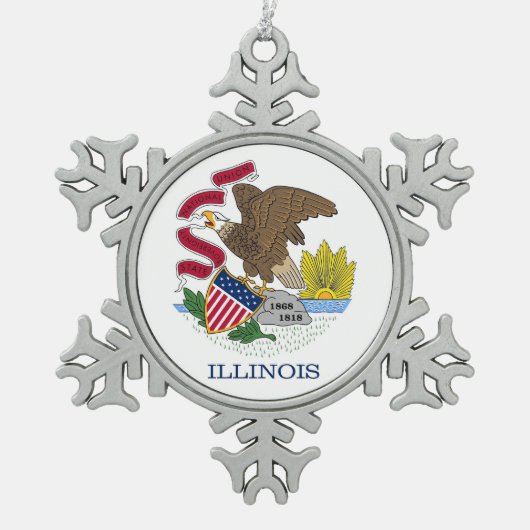 Ornement Flocon de Neige avec Drapeau de l'Illinoi (Devant)