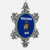 Ornement Flocon de Neige avec Drapeau du Wisconsin (Gauche)