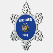 Ornement Flocon de Neige avec Drapeau du Wisconsin (Vue impression)