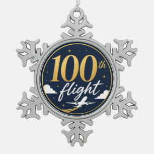 Ornement Flocon De Neige avion doré souvenir de voyage 100e vol