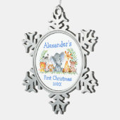 Ornement Flocon De Neige Baby First Christmas Safari Animaux (Vue impression)