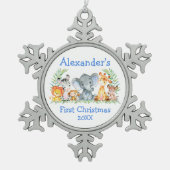 Ornement Flocon De Neige Baby First Christmas Safari Animaux (Devant)