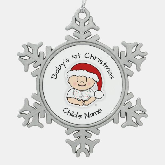 Ornement Flocon De Neige Baby First Noël mignon Snowflake cadre ornament (Devant)