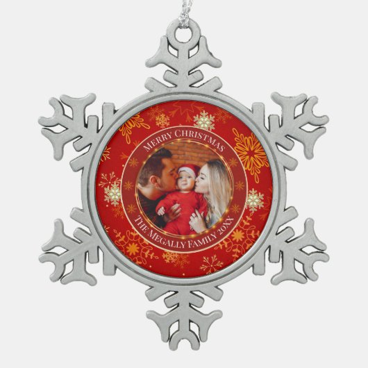 Ornement Flocon De Neige Baby's First Christmas Custom Name Photo Keepsake (Devant)