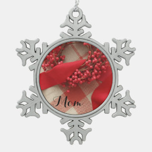 Ornement Flocon De Neige Baies de Noël et couronne sur plaid