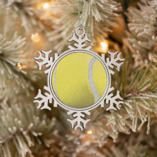 Ornement Flocon De Neige Bal De Tennis Jaune Moderne Avec Ligne De Parties 