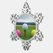 Ornement Flocon De Neige Ballons de golf JAUNE, ROSE ET BLANC (Vue impression)
