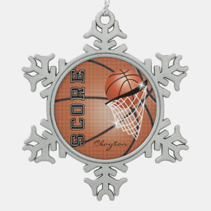 Ornement Flocon De Neige Basket-ball   Orange Brown   Personnalize