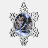 Ornement Flocon De Neige Beaux tableaux de deux loups (Vue impression)