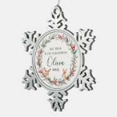 Ornement Flocon De Neige Bébé Bébé Bébé Bois de Noël (Vue impression)