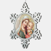 Ornement Flocon De Neige Bébé béni Jésus de mère de Vierge Marie (Vue impression)