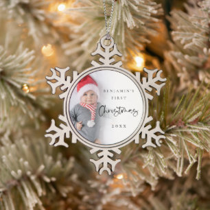 Ornement Flocon De Neige Bébé Prénom Noël Année Photo Keepsaké