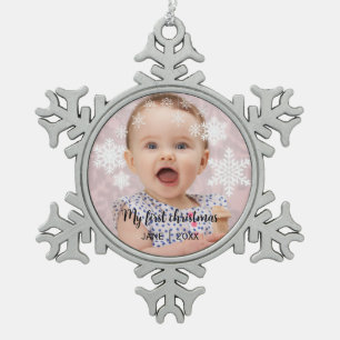 Ornement Flocon De Neige Bébé's premier noël blanc