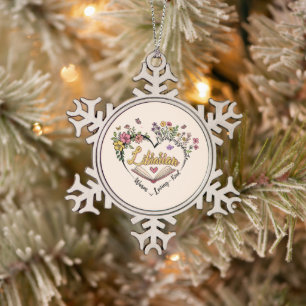Ornement Flocon De Neige Bibliothécaire compatissante - Floral Heart Design