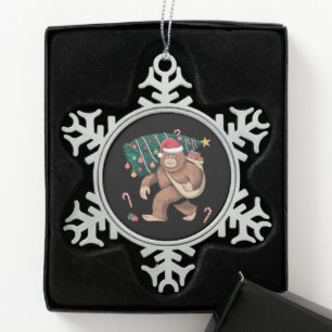 Ornement Flocon De Neige Bigfoot Noël Arbre Lumières Noël Sasquatatch Amour