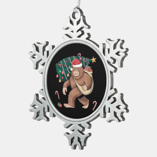 Ornement Flocon De Neige Bigfoot Noël Arbre Lumières Noël Sasquatatch Amour (Vue impression)