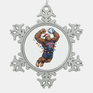 Ornement Flocon De Neige Bigfoot Sasquatch Volleyball Noël Sport