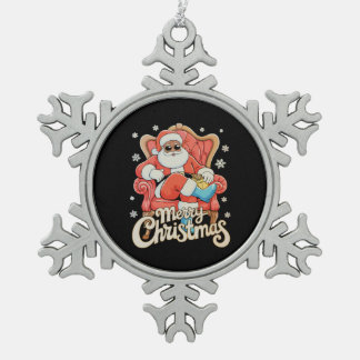 Ornement Flocon De Neige Black African American Santa Christmas Xmas