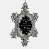 Ornement Flocon De Neige Black Frame & Silver Damask 25e anniversaire (Gauche)