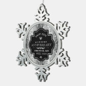 Ornement Flocon De Neige Black Frame & Silver Damask 25e anniversaire (Vue impression)