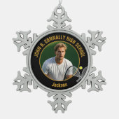 Ornement Flocon De Neige Black Gold Tennis Player Photo High School (Devant)