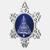 Ornement Flocon De Neige Blanc Arbre de Noël bleu (Vue impression)