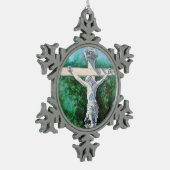 Ornement Flocon De Neige Blancs peints à la main CRUCIFIX (Gauche)