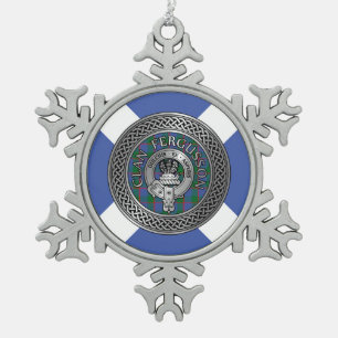 Ornement Flocon De Neige Blason et nœud tartan du clan Fergusson