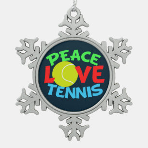 Ornement Flocon De Neige Bleu d'amour de tennis