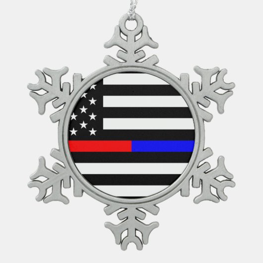 Ornement Flocon De Neige bleu thin line polirefighter (Devant)