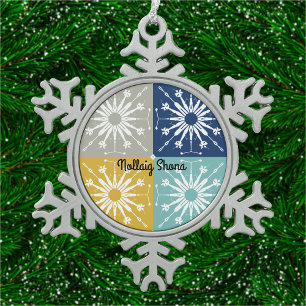 Ornement Flocon De Neige Blue et Gold irlandais