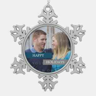 Ornement Flocon De Neige Blue Grey Photo moderne Snowflake Orament