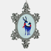 Ornement Flocon De Neige Blue Nordic Christmas Reindeer Pair (Gauche)