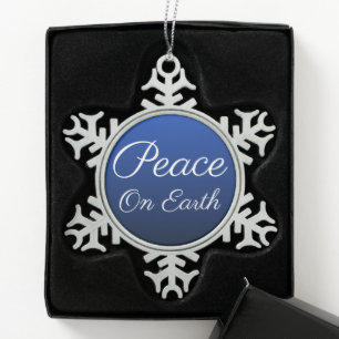 Ornement flocon de neige Blue Peace on Earth