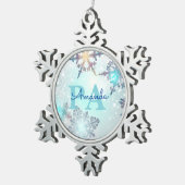 Ornement Flocon De Neige Blue Snowflake Personalized Name PA (Vue impression)