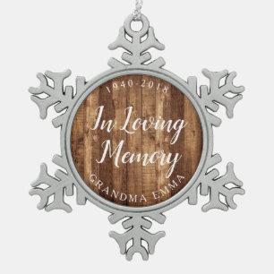 Ornement Flocon De Neige Bois rustique daté mémorial personnalisé