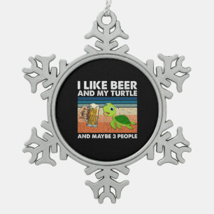 Ornement Flocon De Neige Boisson De Bière J'Aime La Bière Et Ma Tortue Anni