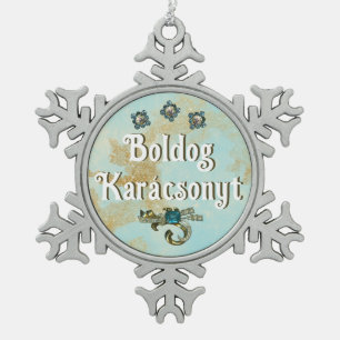 Ornement Flocon De Neige Boldog Karácsonyt   Joyeux Noël en hongrois S