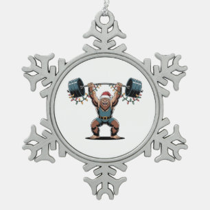 Ornement Flocon De Neige Bonhomme de neige Haltérophile Noël 2026 Fitness d